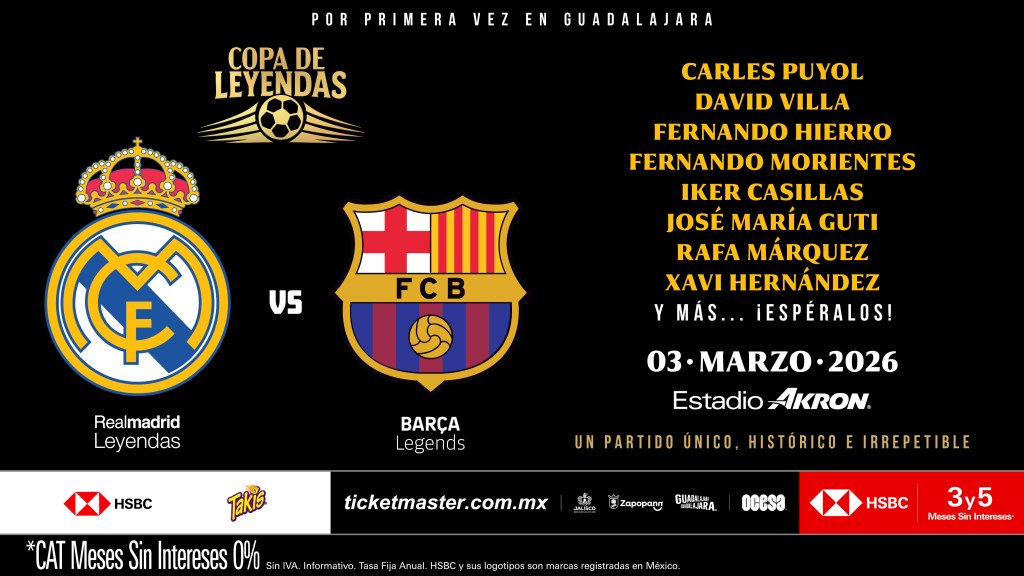 Copa de Leyendas 2026: Barcelona y Real Madrid jugarán en el Estadio Akron de&nbsp;Guadalajara